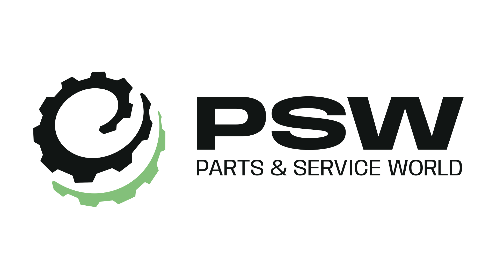 PSW-Logo mit Zahnrad und Text "Parts & Service World".